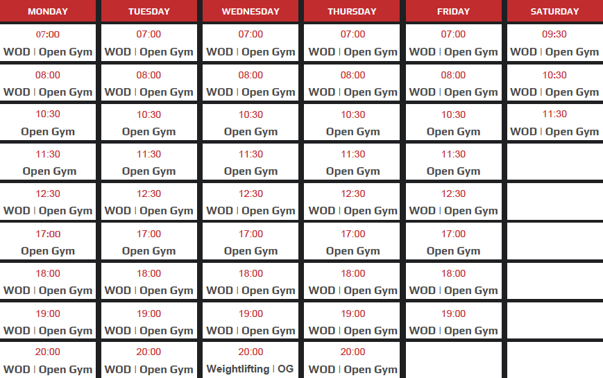 crossfit f15 timetable schedule malta box